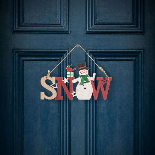 58250B • Vianočná dekorácia z dreva - snehuliak - s vešiakom - 17 x 9 cm