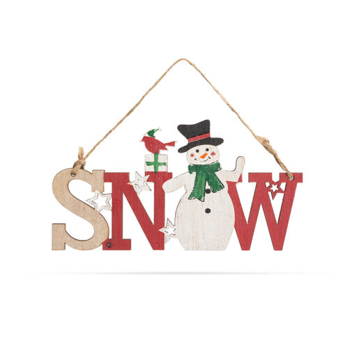 58250B • Vianočná dekorácia z dreva - snehuliak - s vešiakom - 17 x 9 cm