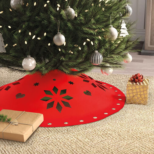 58276 • Obrus pod vianočný strom - 90 cm x 3 mm - filc - červená