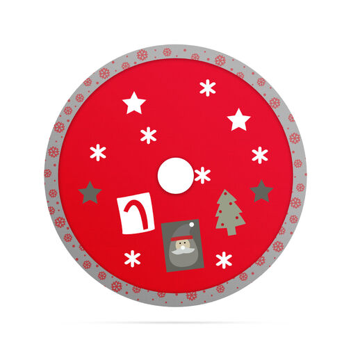 58277A • Obrus pod vianočný strom - 97 cm - polyester - sivý / červený
