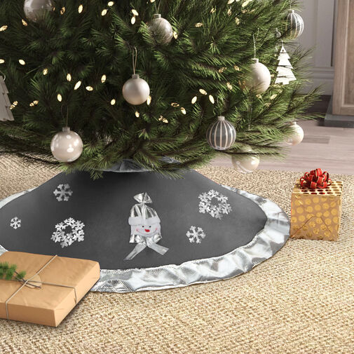 58277C • Obrus pod vianočný strom - 97 cm - polyester - sivý / strieborný