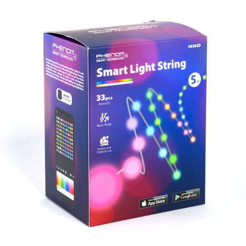 58382D • Smart sveteľná reťaz - USB - 33 ks RGBIC LED - 5 m - Bluetooth + režim hudby - IP65