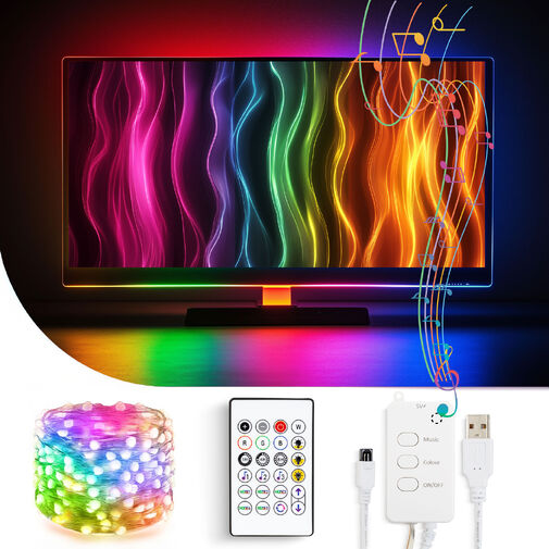 58387 • Smart TV sveteľná reťaz - USB - 30 RGB LED - 3 m - Bluetooth