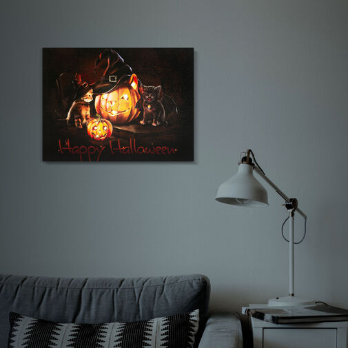 58400 • Halloweensky LED obrázok - s vešiakom na stenu , 2 x AA, 40 x 30 cm