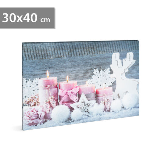 58453A • Vianočný LED obrázok - s vešiakom na stenu , 2 x AA, 40 x 30 cm