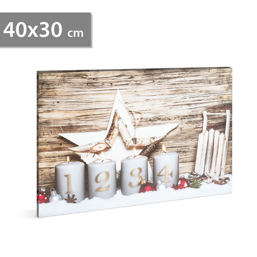 58453B • Vianočný LED obrázok - s vešiakom na stenu , 2 x AA, 40 x 30 cm