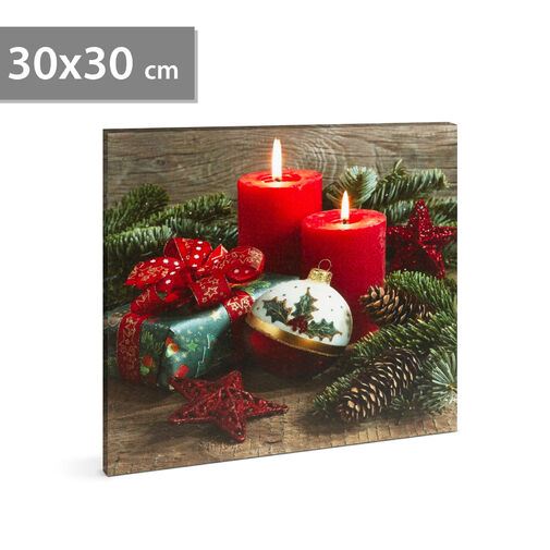 58454A • Vianočný LED obrázok - s vešiakom na stenu , 2 x AA, 30 x 30 cm