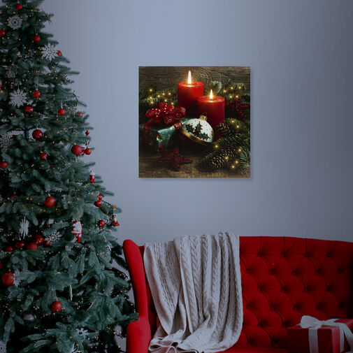 58454A • Vianočný LED obrázok - s vešiakom na stenu , 2 x AA, 30 x 30 cm