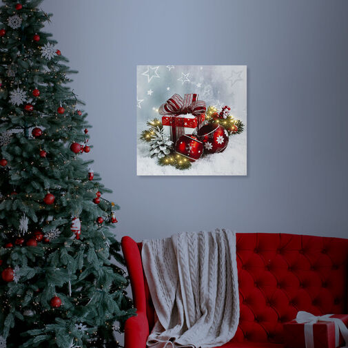 58454B • Vianočný LED obrázok - s vešiakom na stenu , 2 x AA, 30 x 30 cm