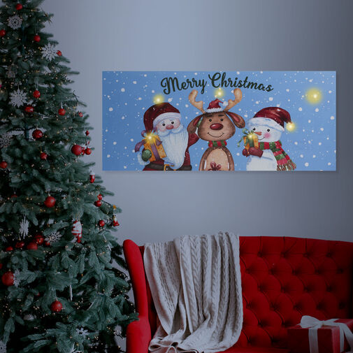 58464 • Vianočný LED obrázok - s vešiakom na stenu, 2 x AA, 70 x 30 cm