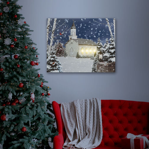 58473 • LED obraz na stenu - zimná krajina -  2 x AA, 48 x 38 cm