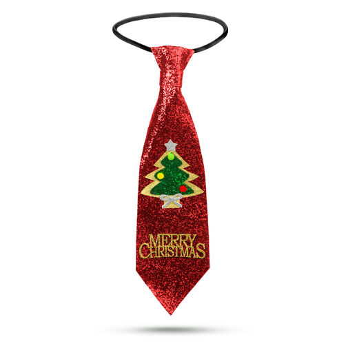 58510A • Vianočná kravata - červené glitre - 41 x 11 cm