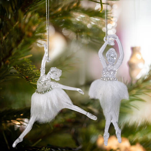 58512 • Vianočná ozdoba - akrylová balerina - 14 x 4 x 4 cm - 2 ks / balenie
