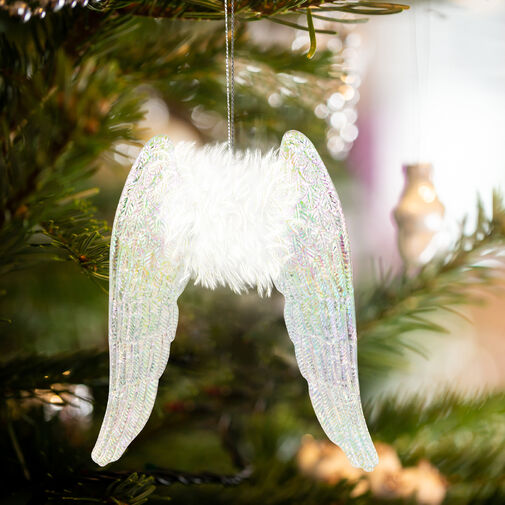 58513 • Vianočná ozdoba - irizujúce, akrylové anjelove krídla - 15 x 12,5 x 1,5 cm