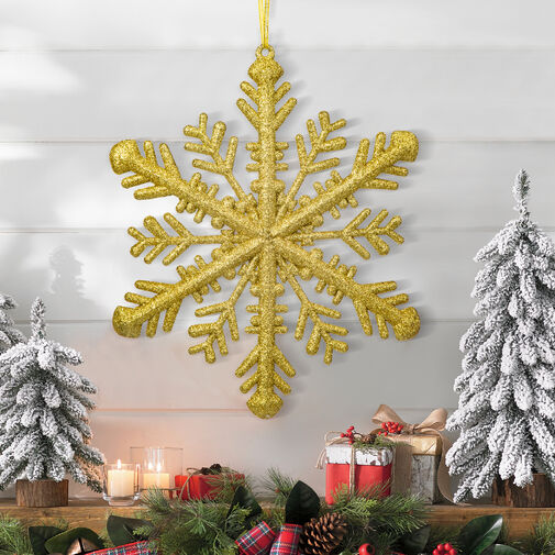 58519A • Vianočná ozdoba - zlatý ľadový krištál - 29 x 29 x 1 cm