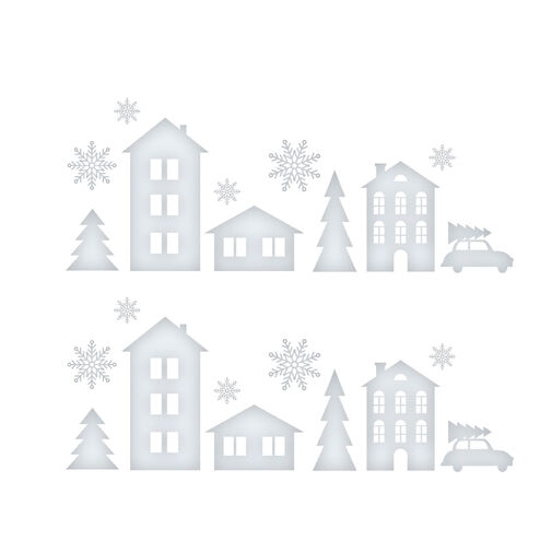 58527B • Vianočná dekorácia do okna - zimná krajina - 37,5 x 27 cm