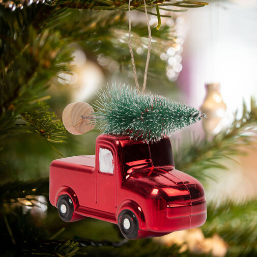58529 • Ozdoba na vianočný strom - autíčko so stromom - 10 x 4,5 x 8 cm