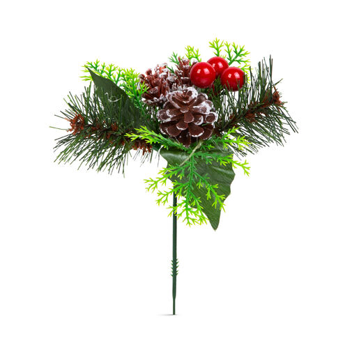 58543 • Vianočná dekorácia - šiška, červené bobule - 8 x 20 cm