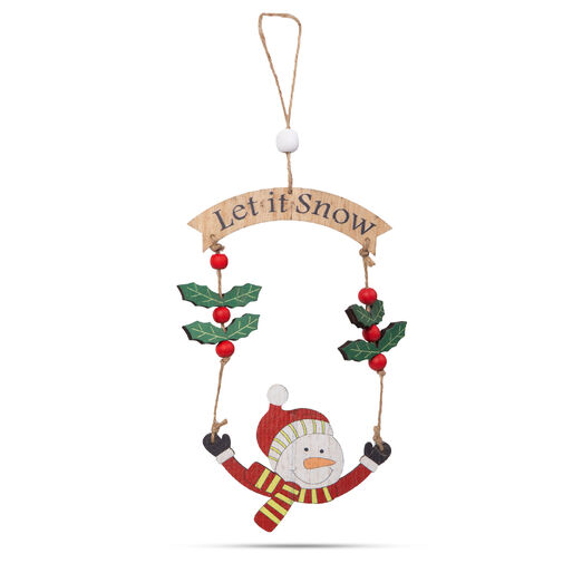 58545B • Vianočná dekorácia - Drevo, snehuliak - 13 x 17 cm