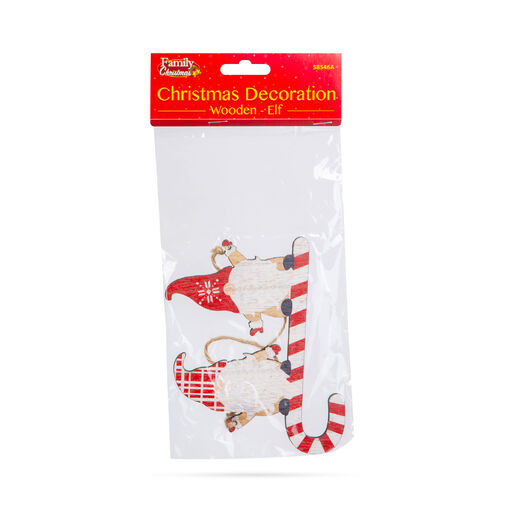 58546A • Vianočná dekorácia - Drevo, červený trpaslík - 15 cm