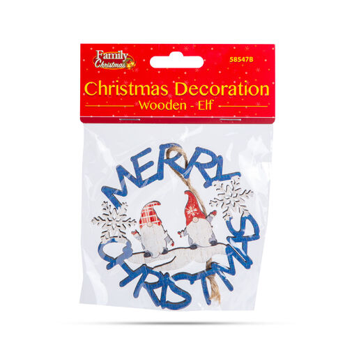 58547B • Vianočná dekorácia - drevo, modrý trpaslík - 10 cm