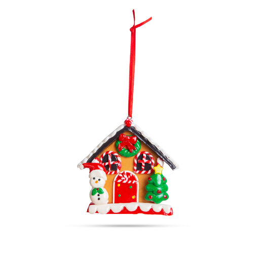58553B • Vianočná magnetická dekorácia - 2 v 1 - medovníkový domček so snehuliakom - 85 x 75 mm