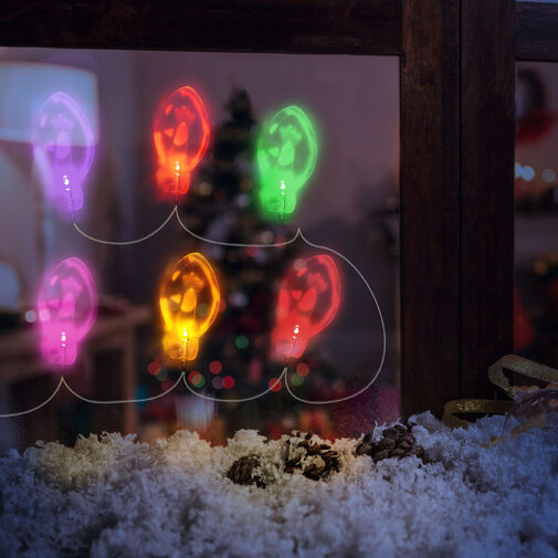 58568C • Vianočná LED sveteľná reťaz - gélová nálepka do okna - 6 LED - 2 x AA