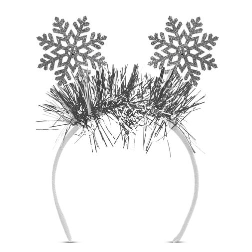 58574B • Vianočná čelenka - strieborná - snehová vločka - 20 cm