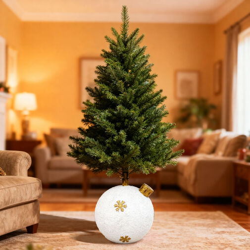 58593 • Stojan na vianočný stromček – ozdobná guľa – umelý kameň – 41 x 41 x 47 cm