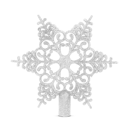 58608B • Ozdoba na špic vianočného stromu - v tvare hviezdy - 20 x 20 cm - strieborná
