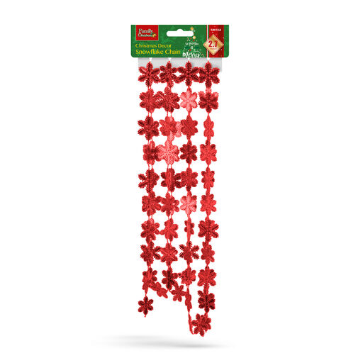 58616A • Vianočná girlanda - snehová vločka - 2,7 m - červená