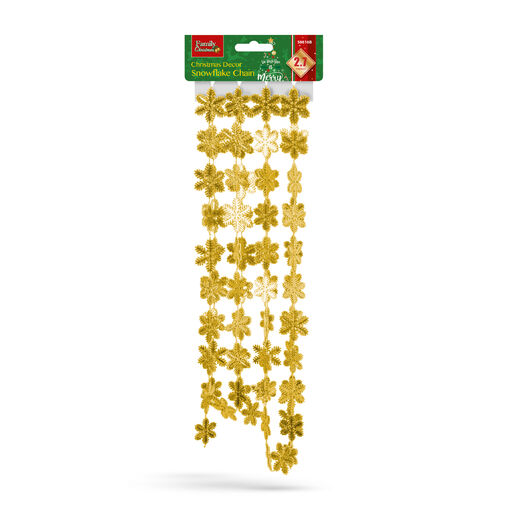 58616B • Vianočná girlanda - snehová vločka - 2,7 m - zlatá