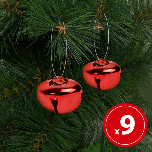 58621A • Vianočná ozdoba - zavesiteľná, zvoniaca - kov, 20 mm - červená - 9 ks / balenie