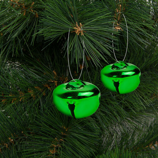 58621D • Vianočná ozdoba - zavesiteľná , zvoniaca - kov, 20 mm - zelená - 9 ks / balenie