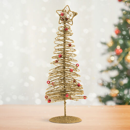 58622B • Trblietavý, kovový vianočný strom - 28 cm - zlatý