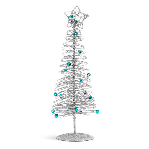 58622C • Trblietavý, kovový vianočný strom - 28 cm - strieborný