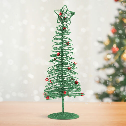 58622D • Trblietavý, kovový vianočný strom - 28 cm - zelený