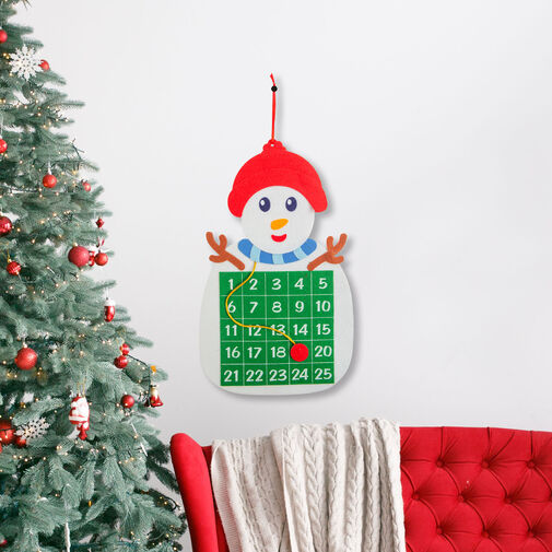 58625B • Vianočný adventý kalendár - Snehuliak - značenie na suchý zips