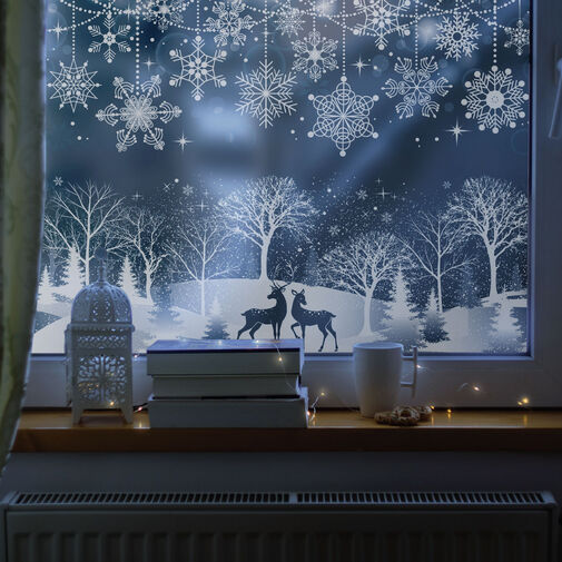 58638 • Vianočná dekorácia do okna - trblietavá, priehľadná - 2 druhy
