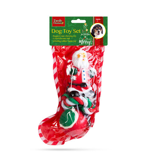 58650 • Sada vianočných hračiek pre psa - lopta , povraz, mikuláš