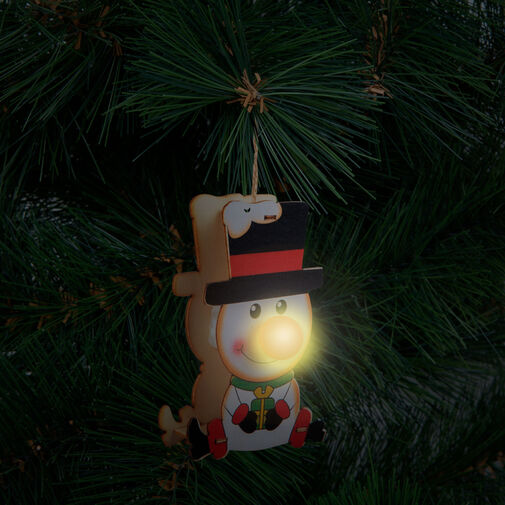 58660 • LED ozdoba na vianočný strom - drevo, s vešiakom - na batérie - 3 druhy