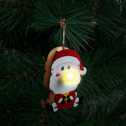 58660 • LED ozdoba na vianočný strom - drevo, s vešiakom - na batérie - 3 druhy