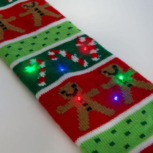 58667A • Vianočný šál - 100 cm - s LED, na batérie , zelený