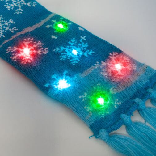 58667B • Vianočný šál - 100 cm - s LED, na batérie, modrý