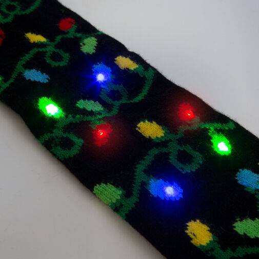 58667C • Vianočný šál - 100 cm - s LED, na batérie , čierny