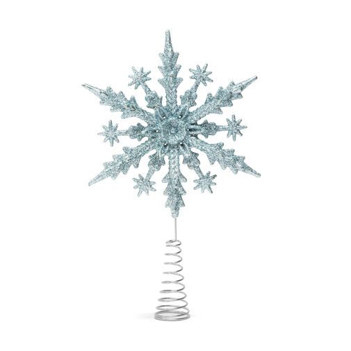 58678A • Ozdoba na špic vianočného stromu - snehová vločka - 22 x 15 cm - svetlomodrá