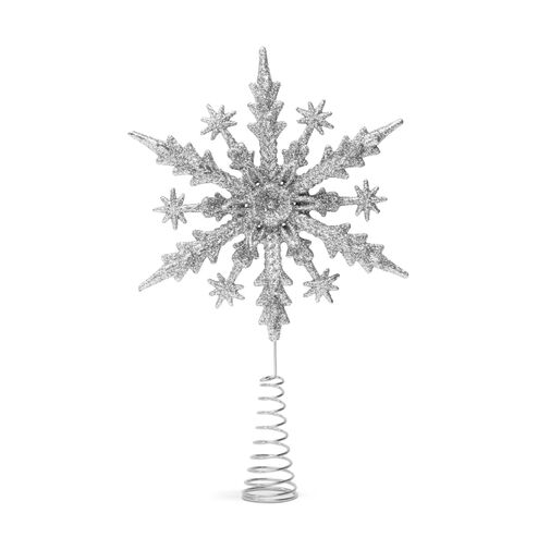 58678B • Ozdoba na špic vianočného stromu - snehová vločka - 22 x 15 cm - strieborná