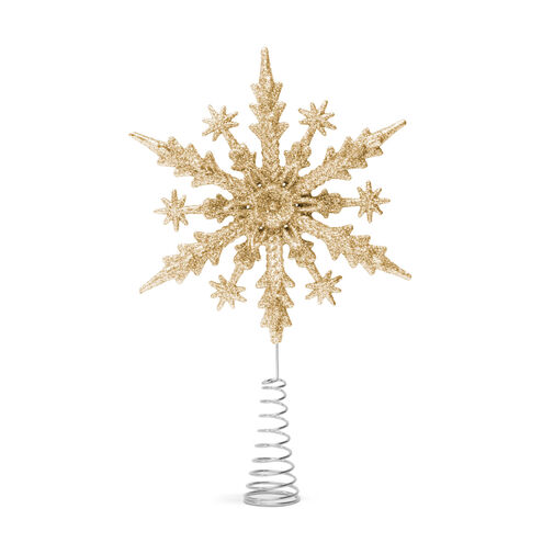 58678C • Ozdoba na špic vianočného stromu - snehová vločka - 22 x 15 cm - zlatá