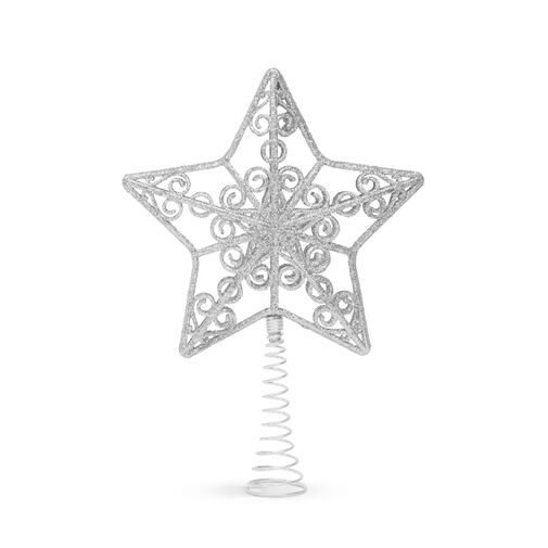 58679B • Ozdoba na špic vianočného stromu - hviezda - 20 x 15 cm - strieborná