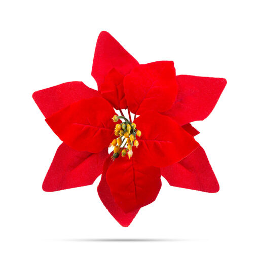 58691 • Vianočný mikulášsky kvet so štipcom - 21 cm - červený